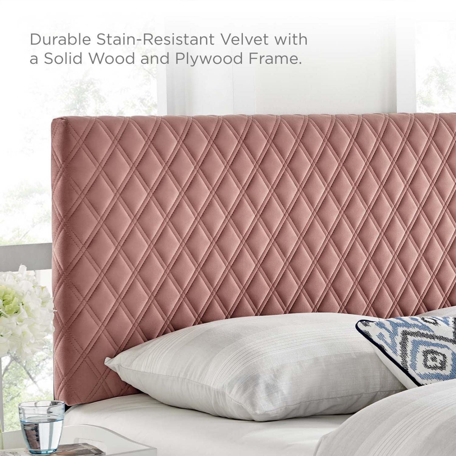 Modway Angela King Performance Velvet Headboard With Dusty Rose Mod-6211-Dus