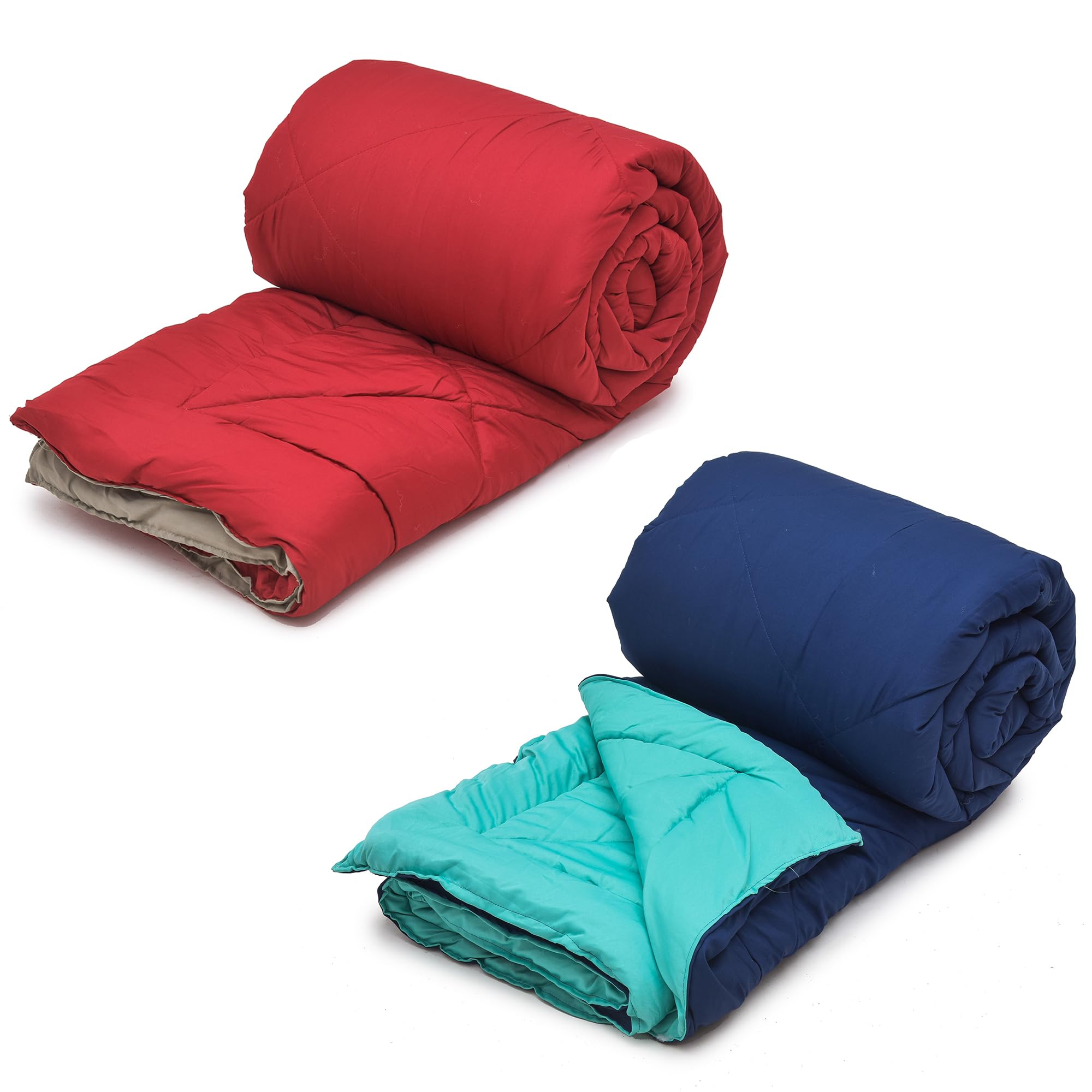 Filltex Reversable Comforters For Ac Rooms, Double Beds, Microfibre Quilted Blankets (Set Of 2)