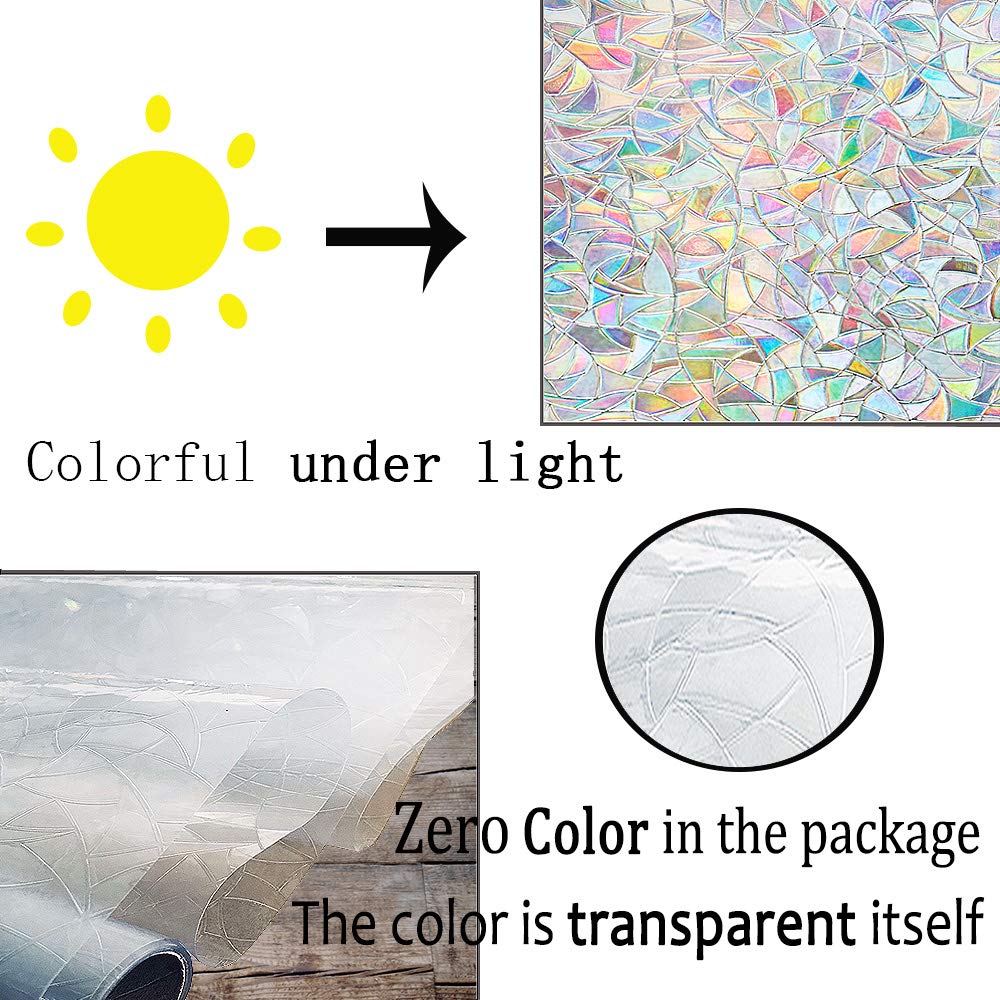 Finnez Window Film Decorative Privacy Film 3D No Glue Glass Sticker For Glass Door Home And Office Heat Control Anti Uv (29.5''