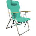 Caribbean Joe Folding Beach Chair, 4 Position Portable Backpack Foldable Camping Chair with Headrest, Cup Holder, and Wooden Arm