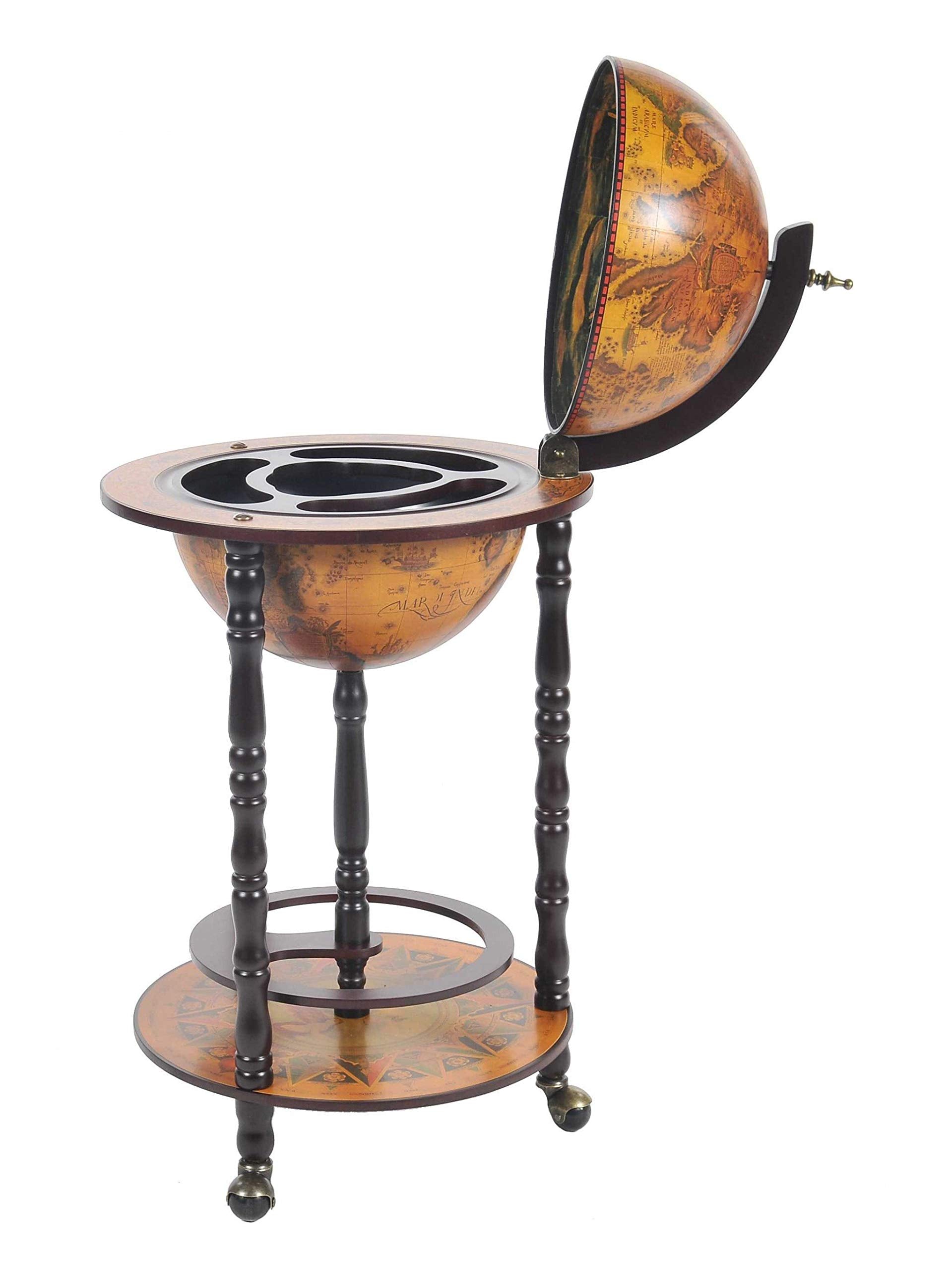 HomeRoots Decor 17-inch x 17-inch x 35-inch Globe Bar Table 330mm 4 Legs Stand - Red