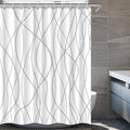 Punkray Grey and White Striped Polyester Shower Curtain for Bathroom with Hooks, Weighted Hem, Waterproof Bath Accessories Hotel