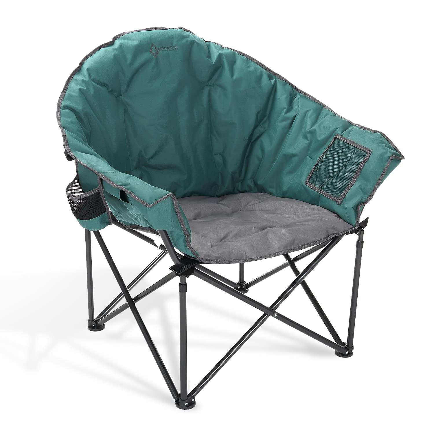 ARROWHEAD OUTDOOR Oversized Heavy-Duty Club Folding Camping Chair w/External Pocket, Cup Holder, Portable, Padded, Moon, Round, 