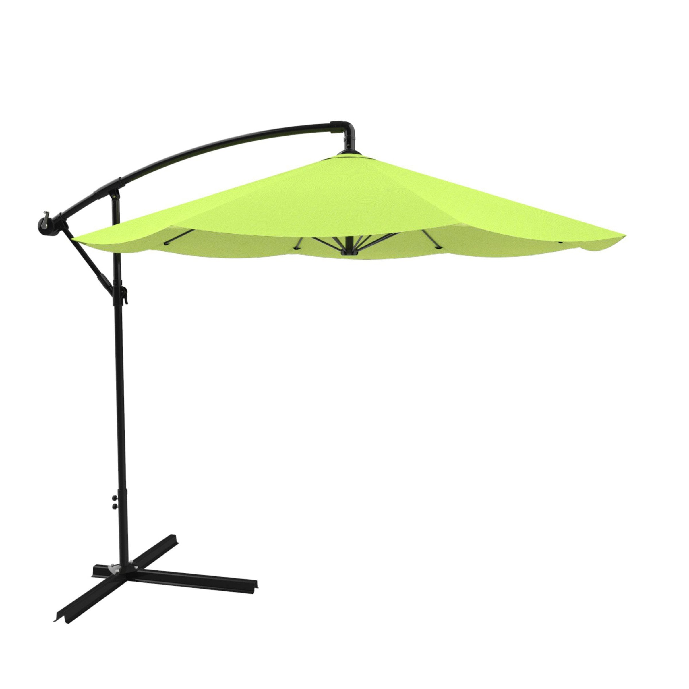 Pure Garden 10Foot Offset Patio Umbrella with Cross Base, Lime Green