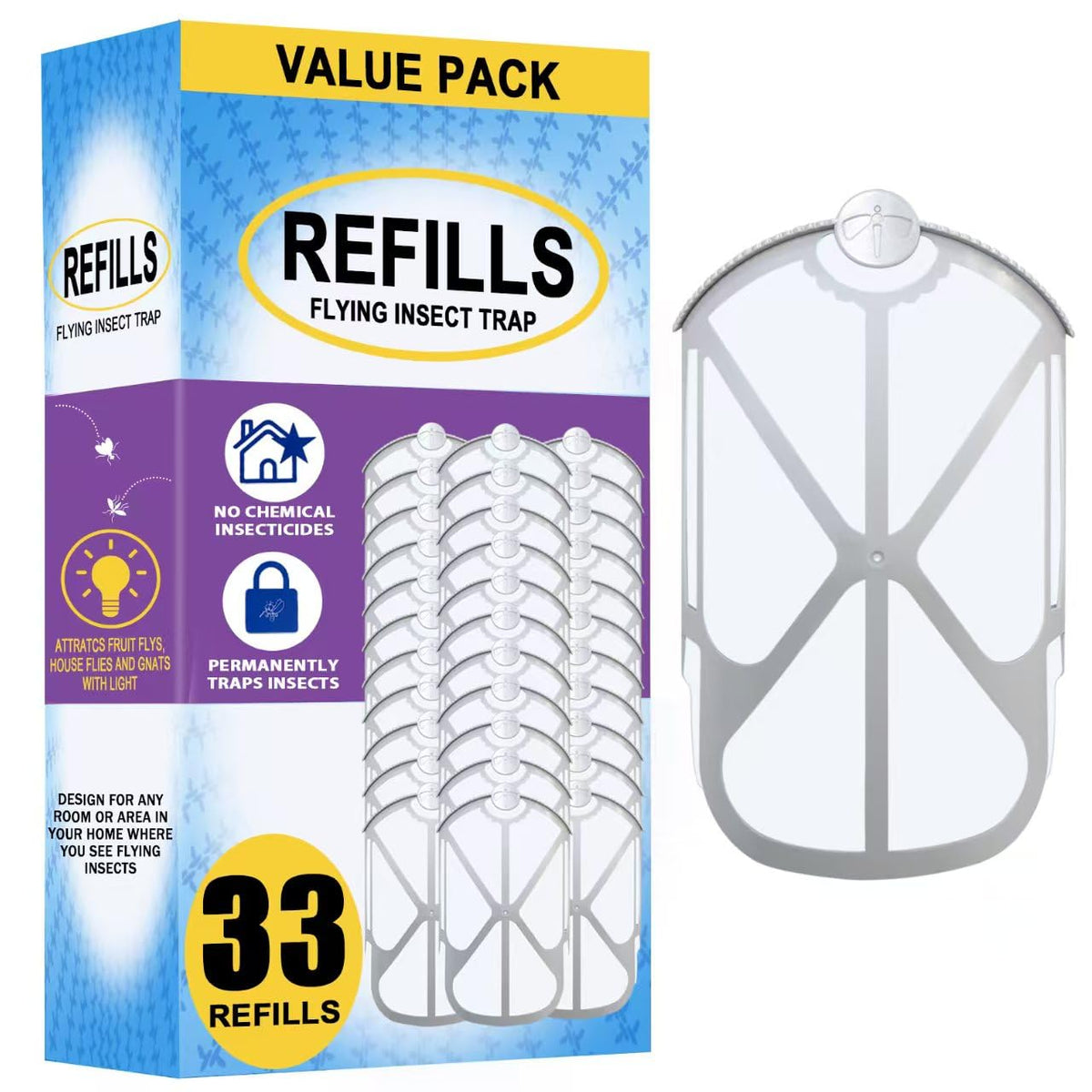 Baimnocm 33 Pack Refills Cartridge Compatible With Zevo Flying Insect Trap Refill M364 M364A And Max, White