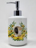 Caroline's Treasures CK2873SOAP Pekingese in Sunflowers Ceramic Soap Dispenser Hand Soap Dispenser Pump Bottles for Bathroom Kit