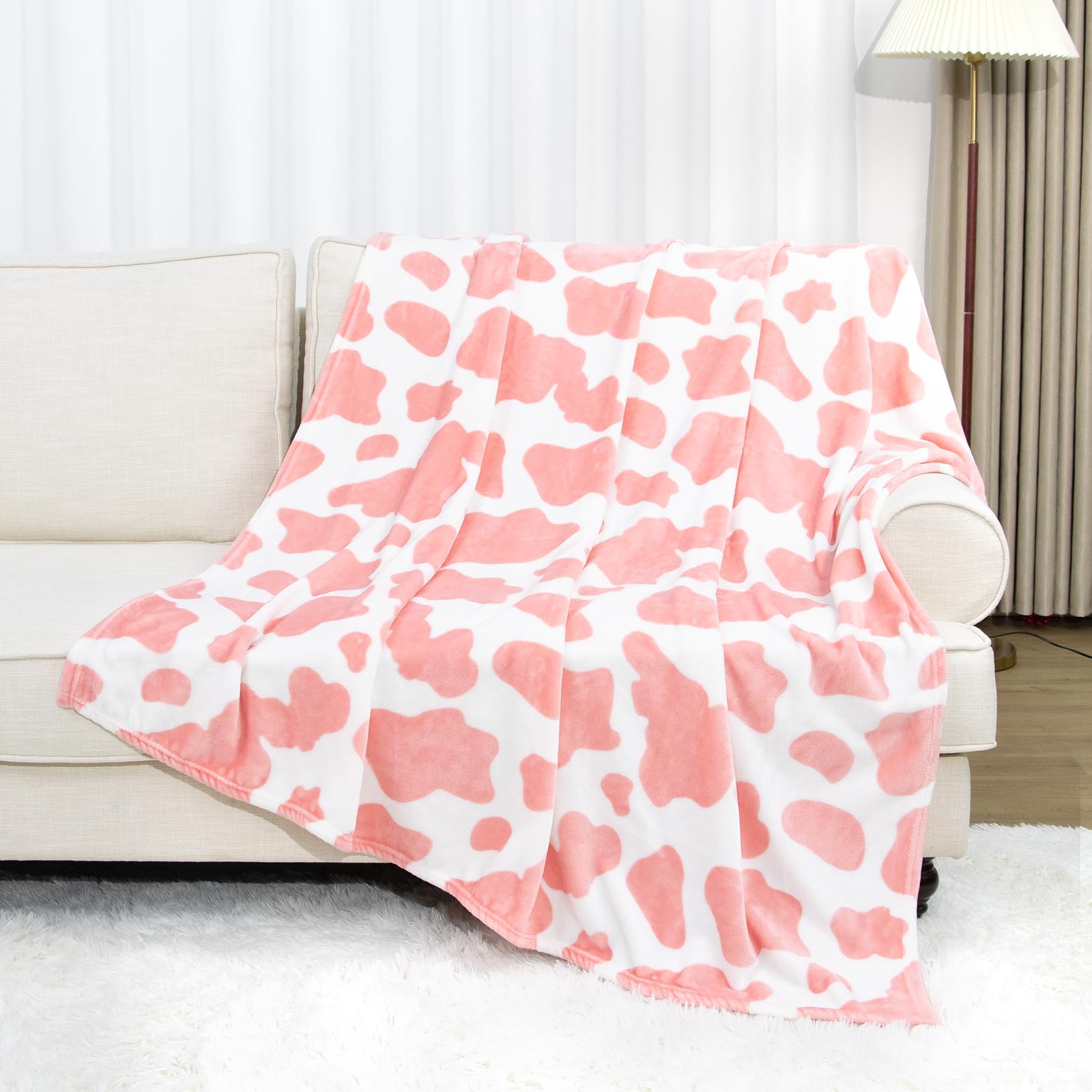 Cute Fleece Blanket Twin Size Strawberry Pink Soft Twin Blanket Lightweight Cozy Throw Blankets For Bed Couch Sofa Travel Campin