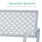 Best Choice Products Outdoor Bench 2-Person Metal Steel Benches Furniture For Garden, Patio, Porch, Entryway W/Geometric Backrest, 790Lb Capacity - Light Gray