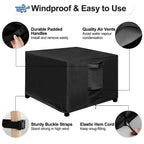 Outdoorlines Outdoor Waterproof Patio Ottoman Covers - Square Uv-Proof Patio Side Table Cover Windproof Heavy-Duty Furniture Covering Protector 33L X 33W X 17H Inch, Black
