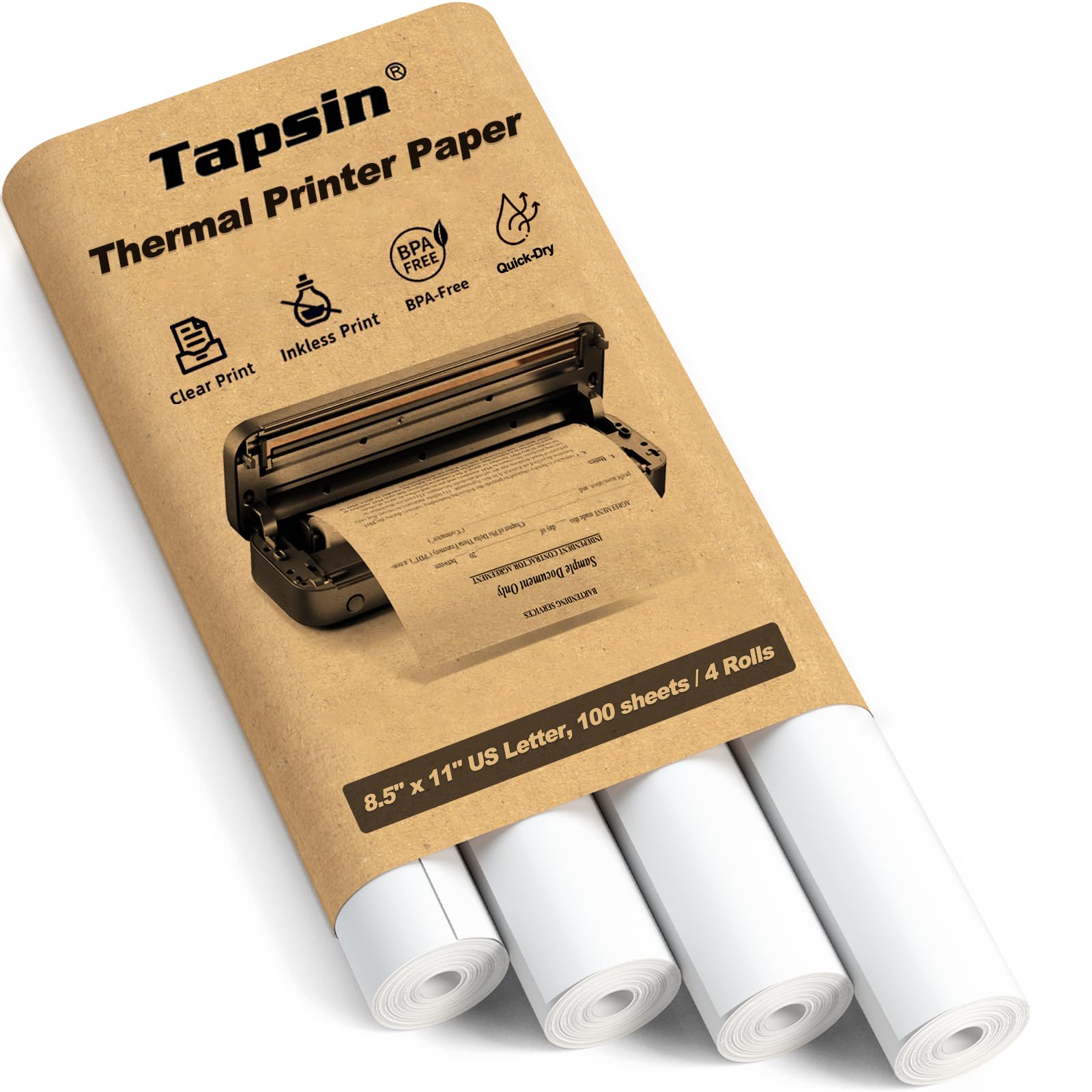 Thermal Printer Paper 8.5 X 11 Inch, Us Letter Size Quick-Dry Thermal Printing Paper Rolls, Thermal Paper Compatible With M08F-L