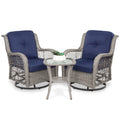 Best Choice Products 3Piece Outdoor Wicker Patio Bistro Set w/ 2 360Degree Swivel Rocking Chairs and Tempered Glass Top Side T