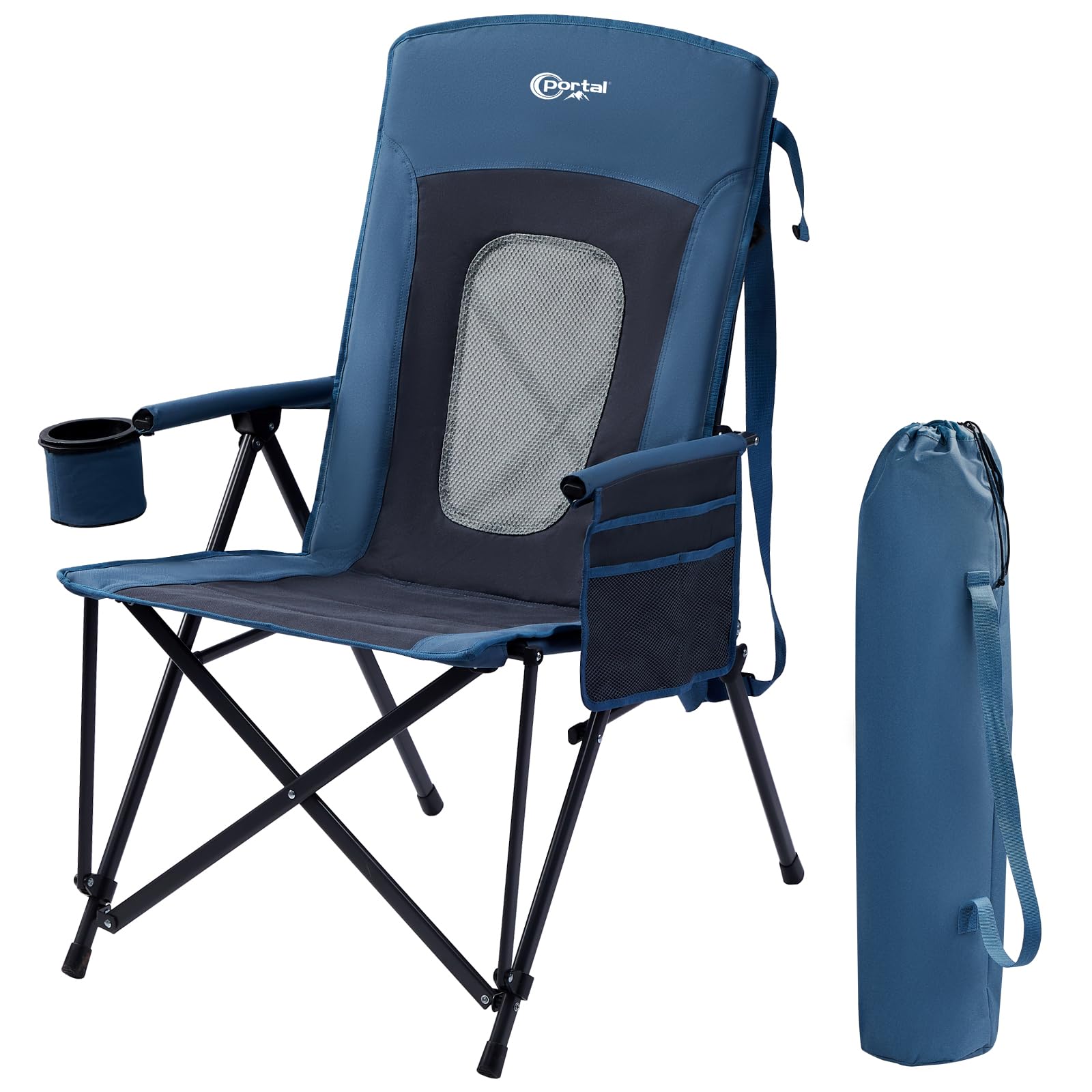 PORTAL Oversized Folding High Back Portable Lawn Chairs for Adults Outdoor Camp Sports Hunting Fishing Backyard with Hard Armres