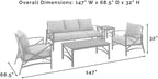 Crosley Furniture Kaplan 5-Piece Outdoor Sofa Patio Furniture Set, Conversation Sets For Porch, Deck, Oiled Bronze With Oatmeal Cushions