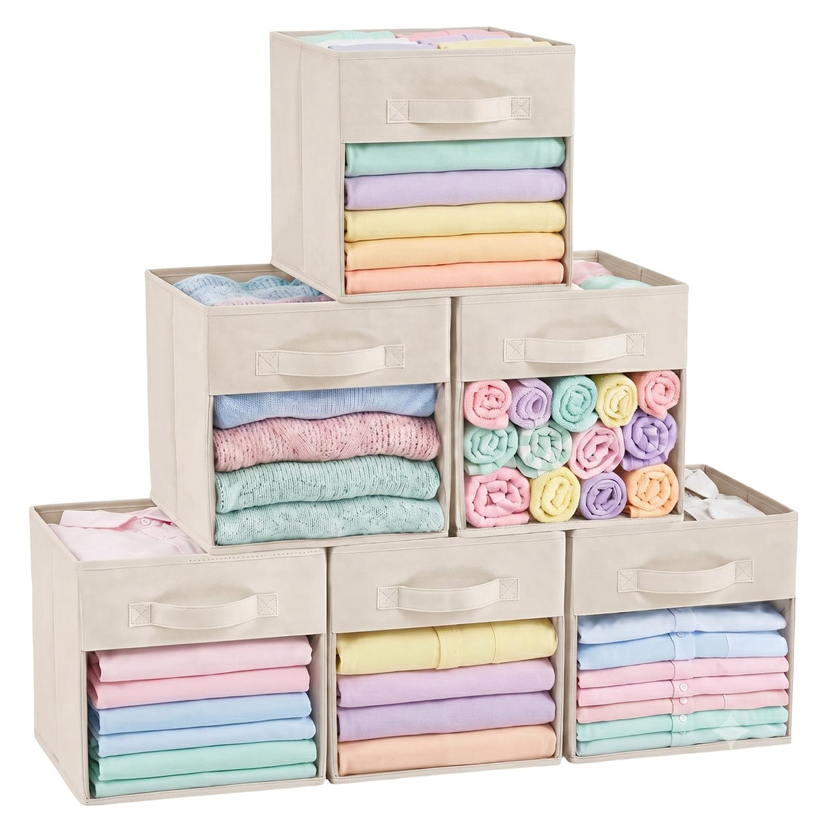 ShellKingdom Storage Bins, Foldable Fabric Storage Cubes with Clear Window