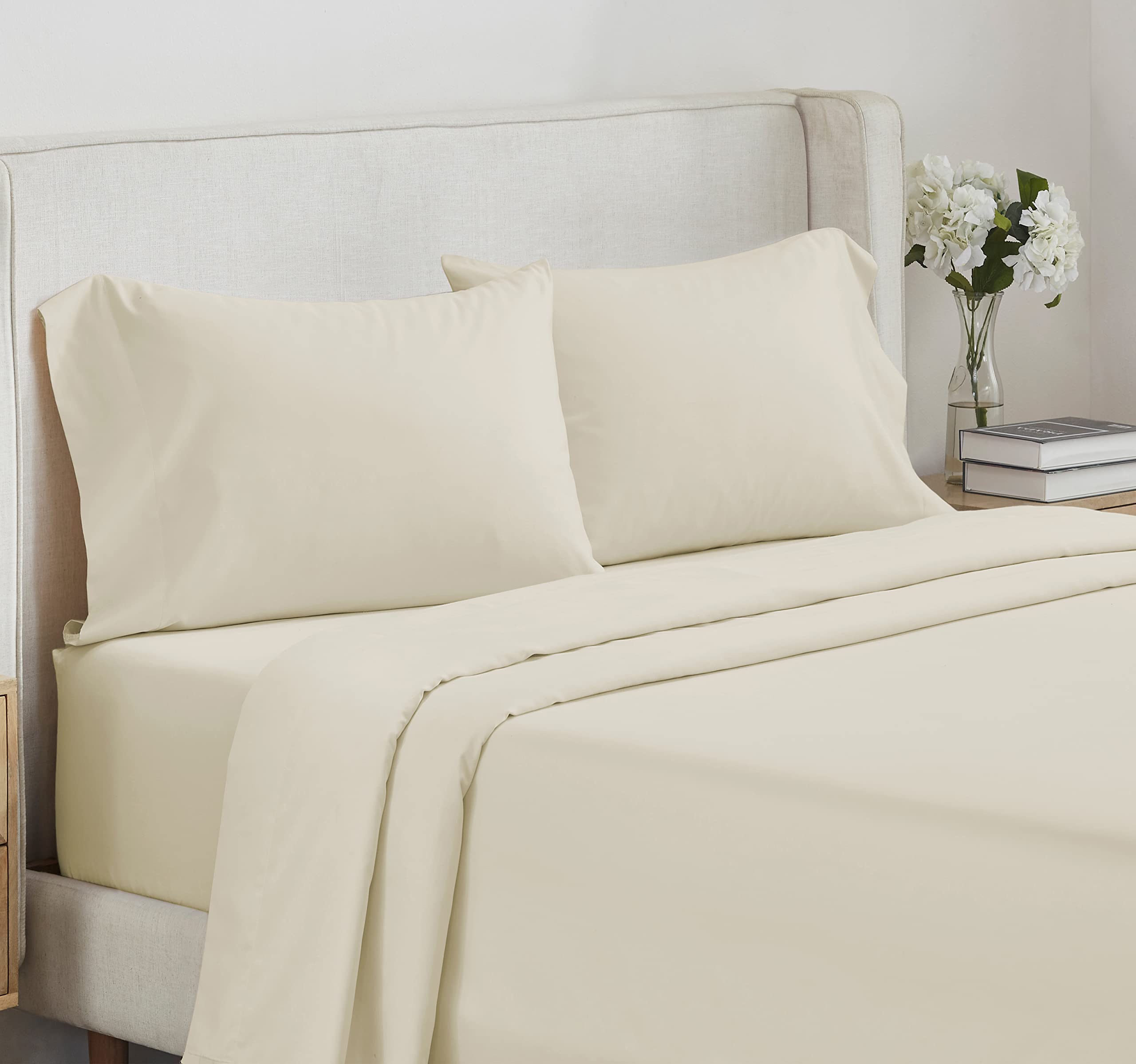 California Design Den - Bed Sheet Sets Queen, Soft 100% Cotton Cooling Sheets Deep Pockets Snug Fit Elastic, 500 Thread Count, 4