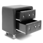 Baxton Studio Stella Crystal Tufted Upholstered Modern Nightstand, Black