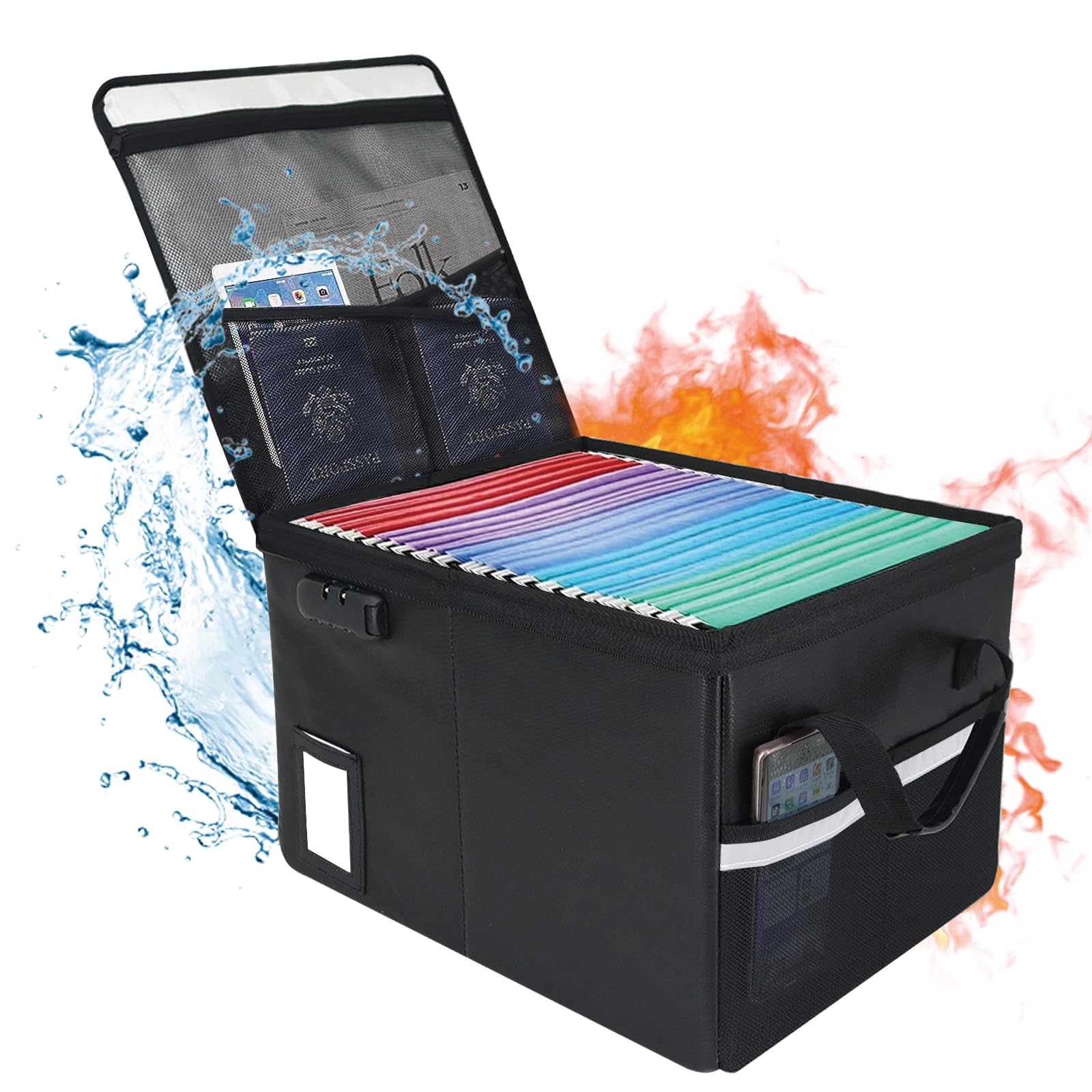 Upgraded 5200F Fireproof Document File Organizer Box, Fireproof Storage Filing Cabinet With Lock, Portable Office Safe Box For H