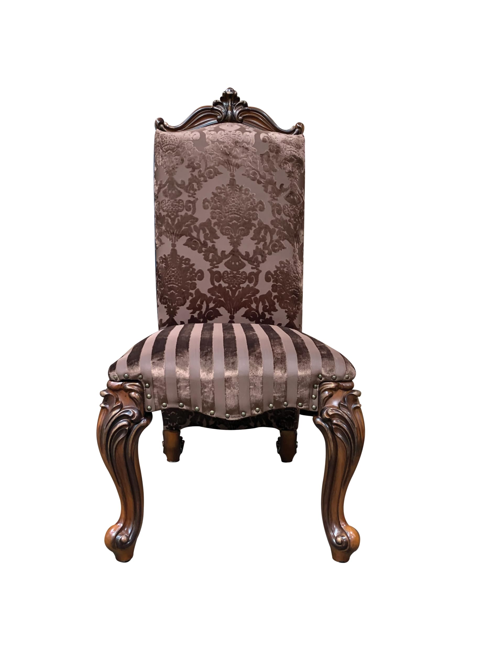 Acme Versailles Faux Leather Dining Side Chair in 2 Tone Brown Set of 2