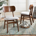 Baxton Studio Euclid Mid-Century Modern Grey Fabric Upholstered and Walnut Brown Finished Wood 2-Piece Dining Chair Set