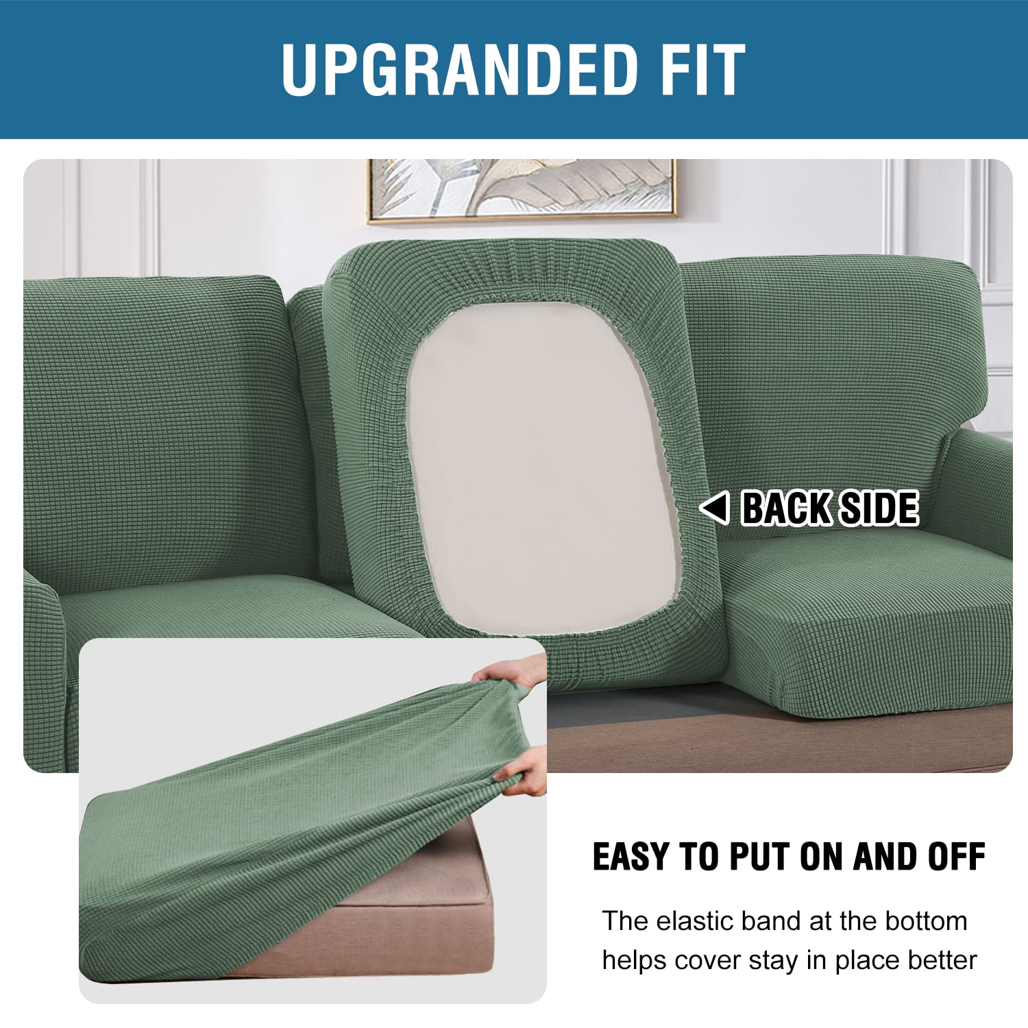 H.Versailtex 2024 New Trend Multi-Pieces Sofa Covers Stretch Couch Covers Form Fitted Seats And Back Cushions Covers (3 Seat Cov