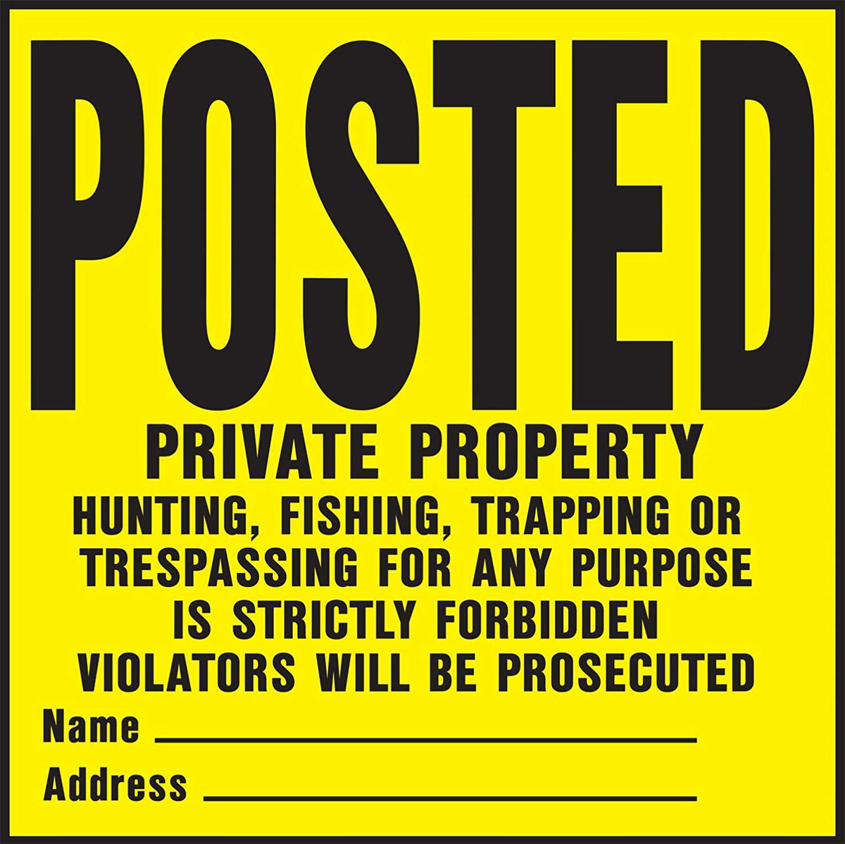 Hy-Ko Yp-1 11' X 11' Plastic Private Property Sign, Yellow, Pack Of 20