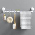 LUXEAR Suction Cup Towel Bar, 24 Inch Adhesive Bathroom Towel Bar, No Drill Hand Towel Holder with 5 Sliding Hooks, Wall Mounted