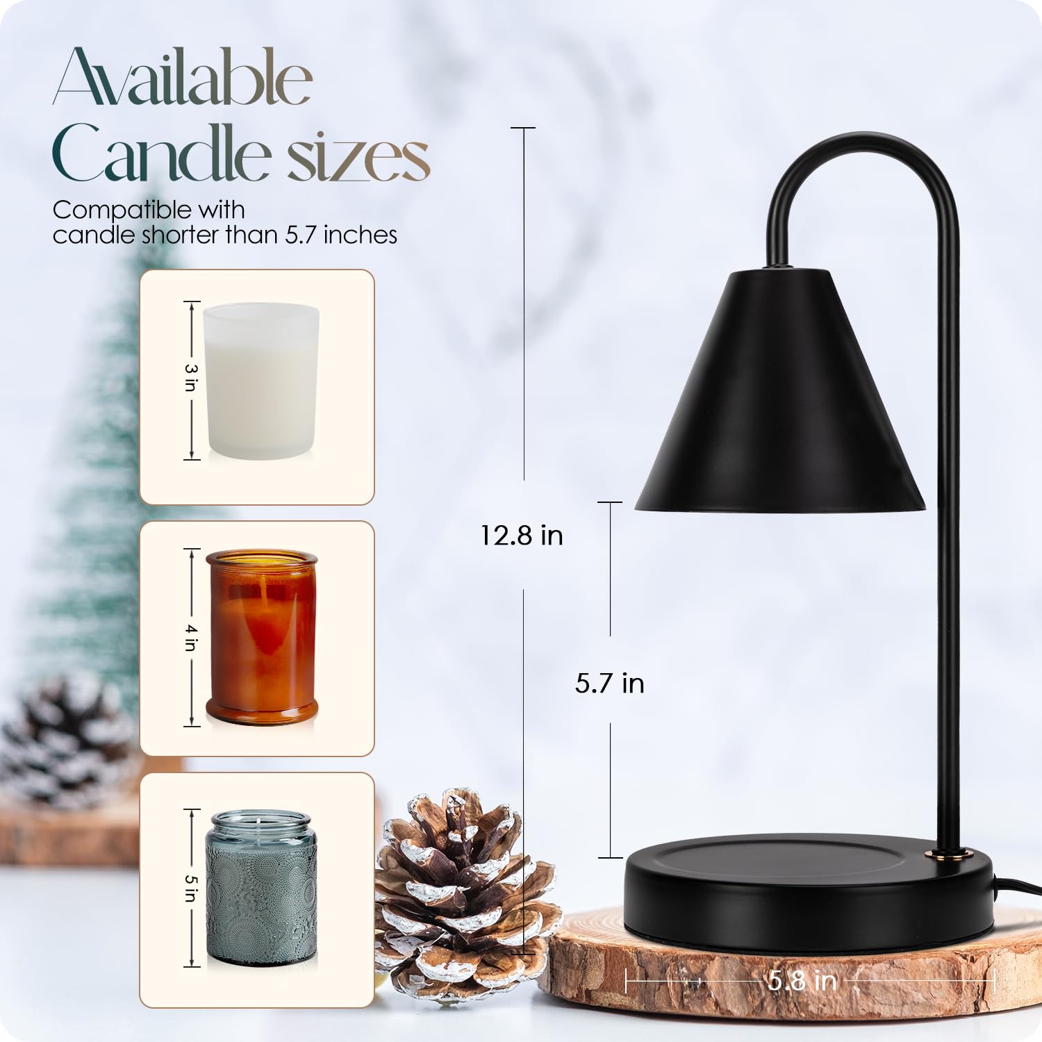 Aimoptg Candle Warmer Lamp,Electric Candle Warmer With Dimmable Light,Scented Wax Melter,No Smoke,Compatible With Various Jar,Wi
