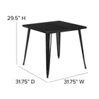 Flash Furniture Toby Commercial Grade 31.75" Square Black Metal Indoor-Outdoor Table