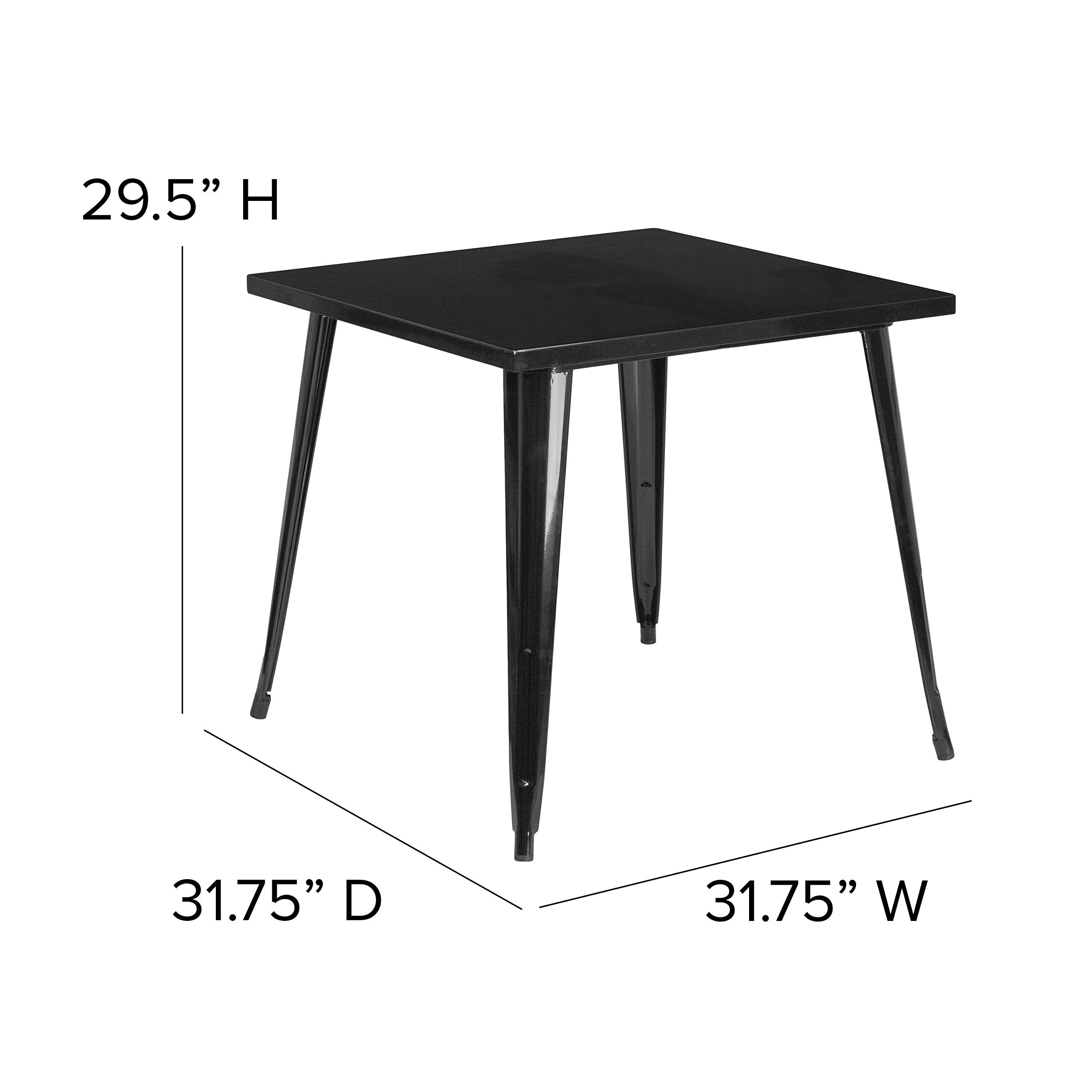 Flash Furniture Toby Commercial Grade 31.75" Square Black Metal Indoor-Outdoor Table