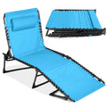 Best Choice Products Patio Chaise Lounge Chair, Portable Outdoor Folding Recliner For Lawn, W/ 8 Positions, Handles, 300Lb Capacity - Light Blue