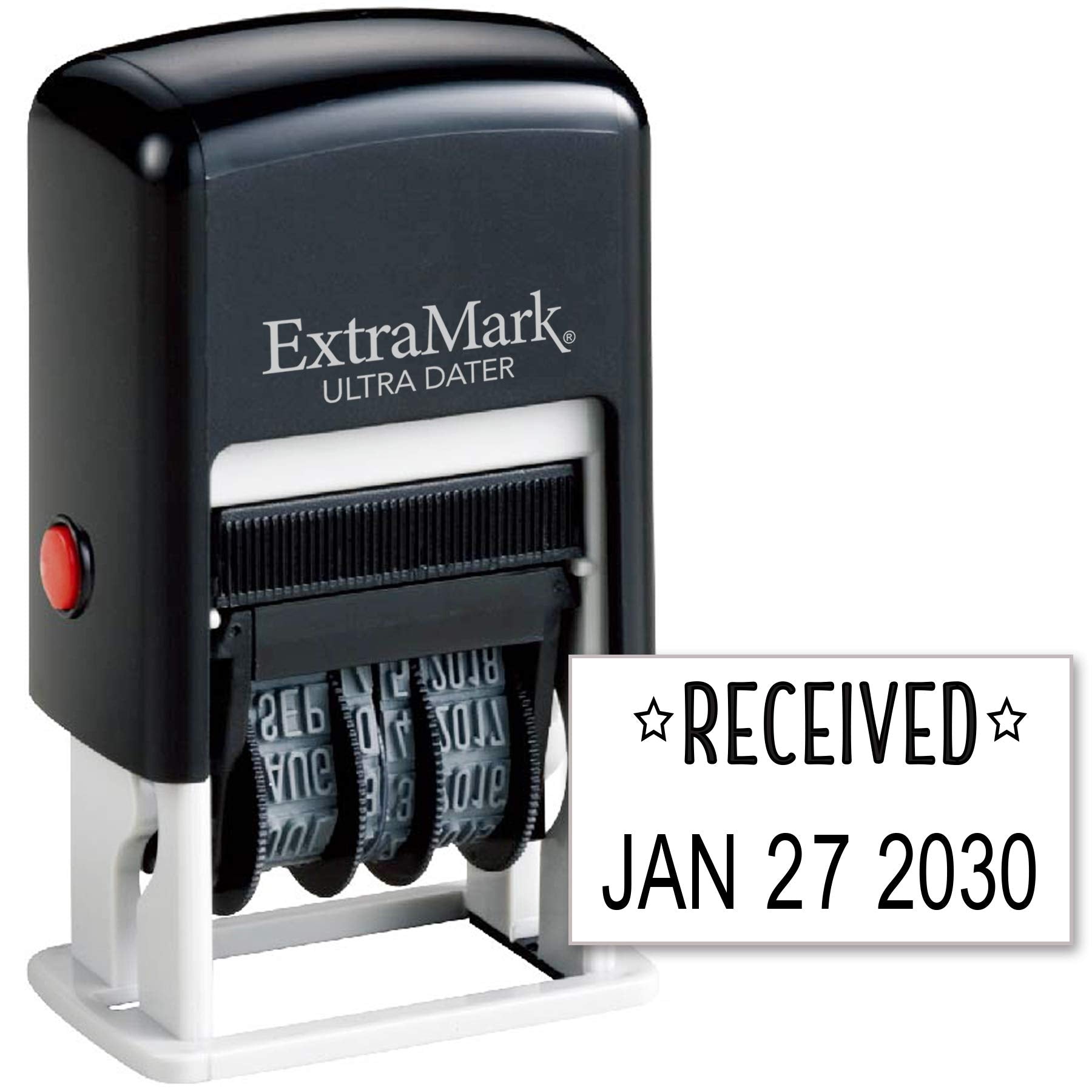 Extramark Ultra Dater Self-Inking Rubber Date Office Stamp With Received Phrase & Date - Style 2, Black Ink, 12-Year Band