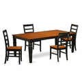 East West Furniture LGPF5-BCH-W 5 Piece Modern Dining Table Set Includes a Rectangle Wooden Table with Butterfly Leaf and 4 Kitchen Dining Chairs, 42x84 Inch, Black & Cherry