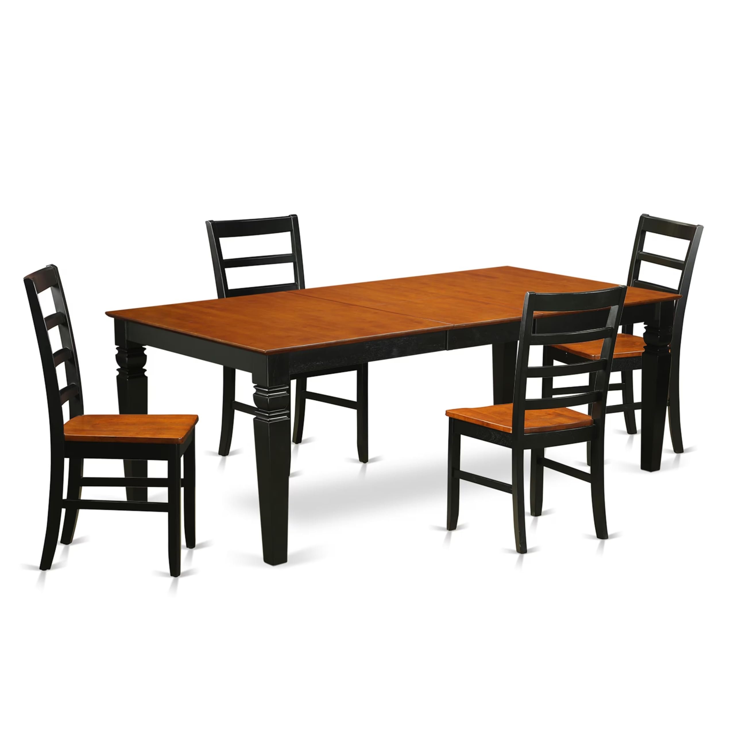 East West Furniture LGPF5-BCH-W 5 Piece Modern Dining Table Set Includes a Rectangle Wooden Table with Butterfly Leaf and 4 Kitchen Dining Chairs, 42x84 Inch, Black & Cherry