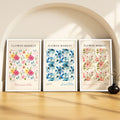 SoulAbiti Flower Market  Marseille Seattle Sarajevo set of 3 Framed Wall Print 12x18 inch White Frame PlexiGlass Floral Art rea