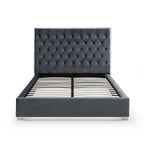 Better Home Products Sophia Velvet King Bed With Silver Metal Frame In Gray