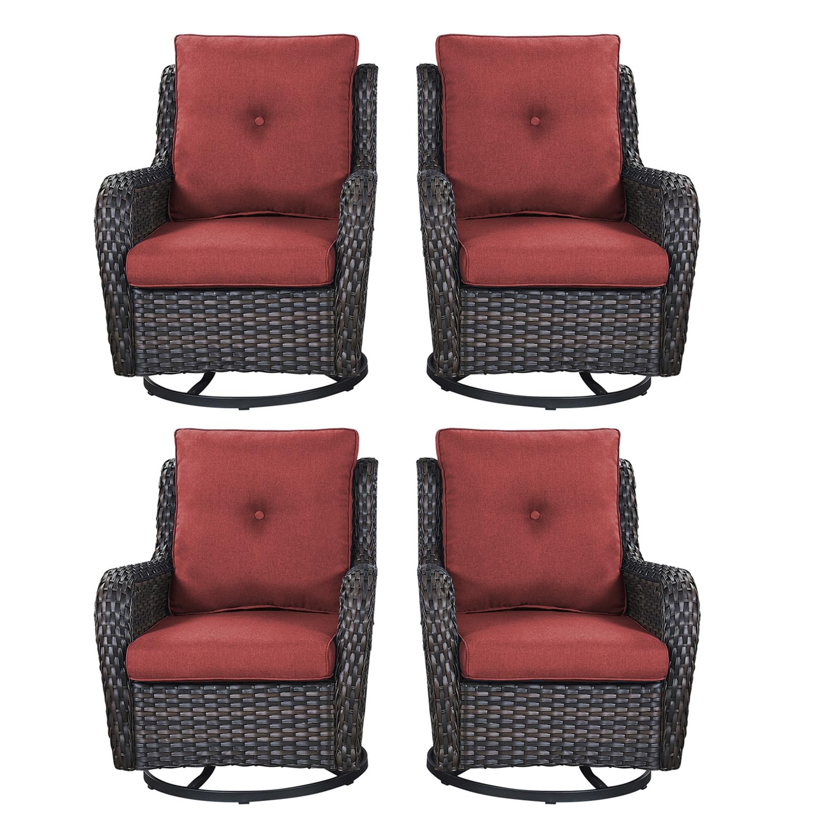 Rilyson Patio Chairs Wicker Outdoor Chair - 4 Piece Rattan Swivel Rocking Chairs Set Patio Glider Rocker Chair For Porch Deck Ga