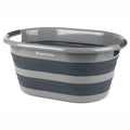 Russell Hobbs LA053879GRYEU Oval Folding Plastic Laundry Basket, 27 L, Black/Grey