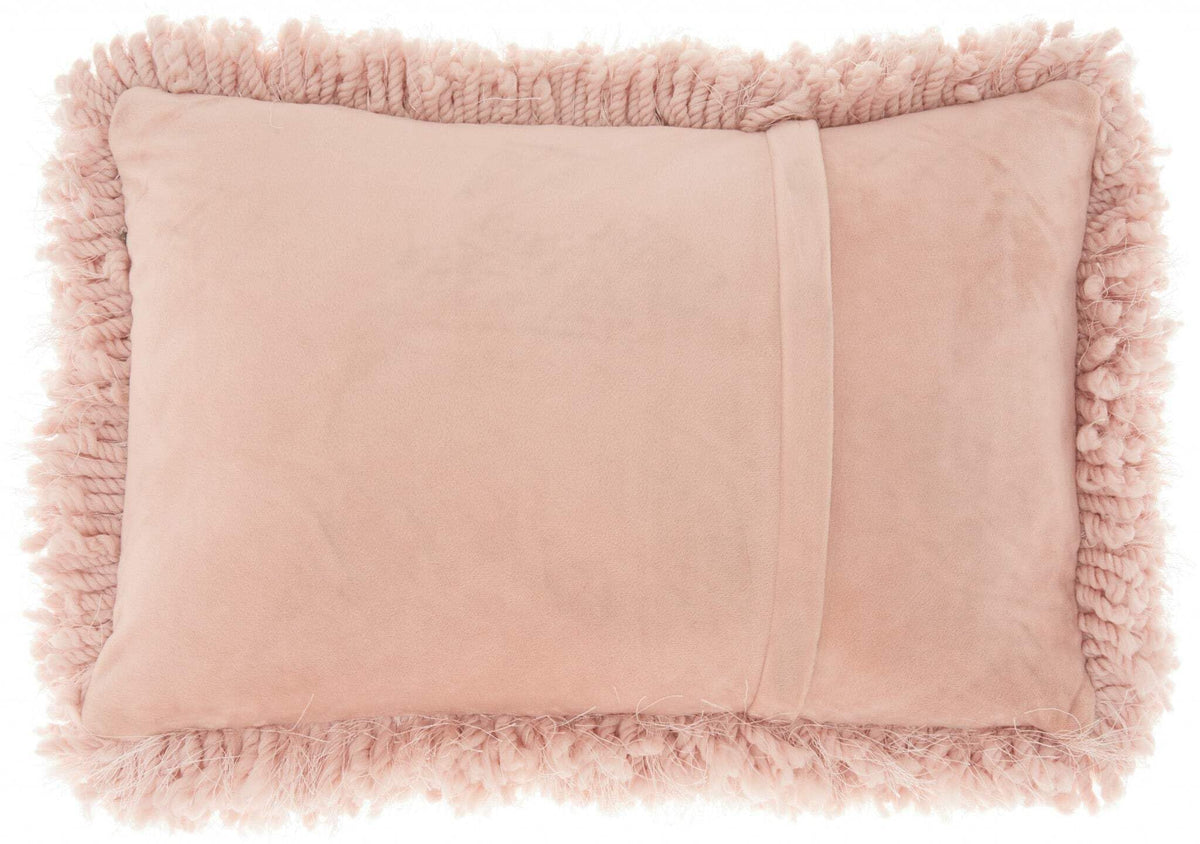 HomeRoots Rose 100% Polyester Mauve Knubby Plush Lumbar Throw Pillow