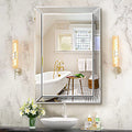 Pregaspor Mirror on Mirror Wall Mirror for Bathroom, 22 x 32 Rectangular Frameless Bathroom Vanity Mirrors for Wall, Polished Be