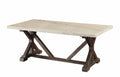 Acme Romina 50 Marble Top Coffee Table in White and Espresso