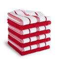 KitchenAid Albany Dishcloth 8 Pack Set, Passion Red/White, 12x12