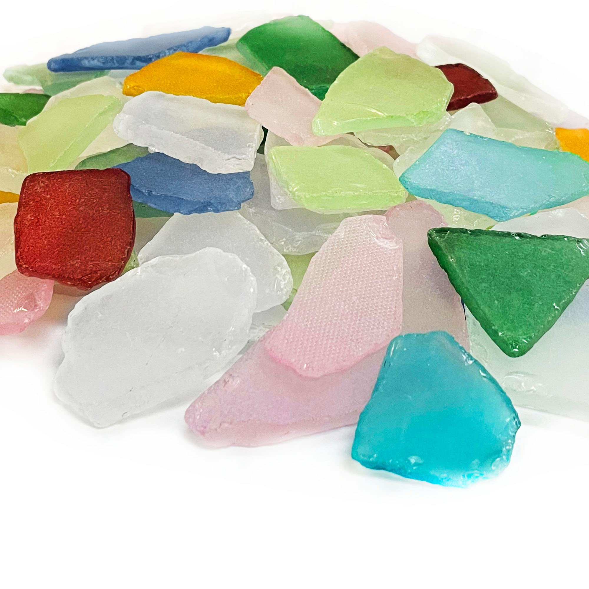 CYS EXCEL Sea Glass 64 Ounces Assorted Mix Rainbow Colors | Multiple Choices Crushed Glass Vase Filler | Aquarium Nautical D  co