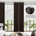 96 Inch Long Dark Brown Living Room Curtains For Window Treatments,Elegant Organic Style Silky Extra Soft Keep Warm Cold Out Darkening Blackout Bedroom Curtains Drapes 96 Length 2 Panel Set,Cappuccino