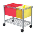 Safco 5201GR Wire Mobile Letter or Legal File Cart - Gray, Collapsible Space Saving for Compact Storage. 4 Locking Wheels