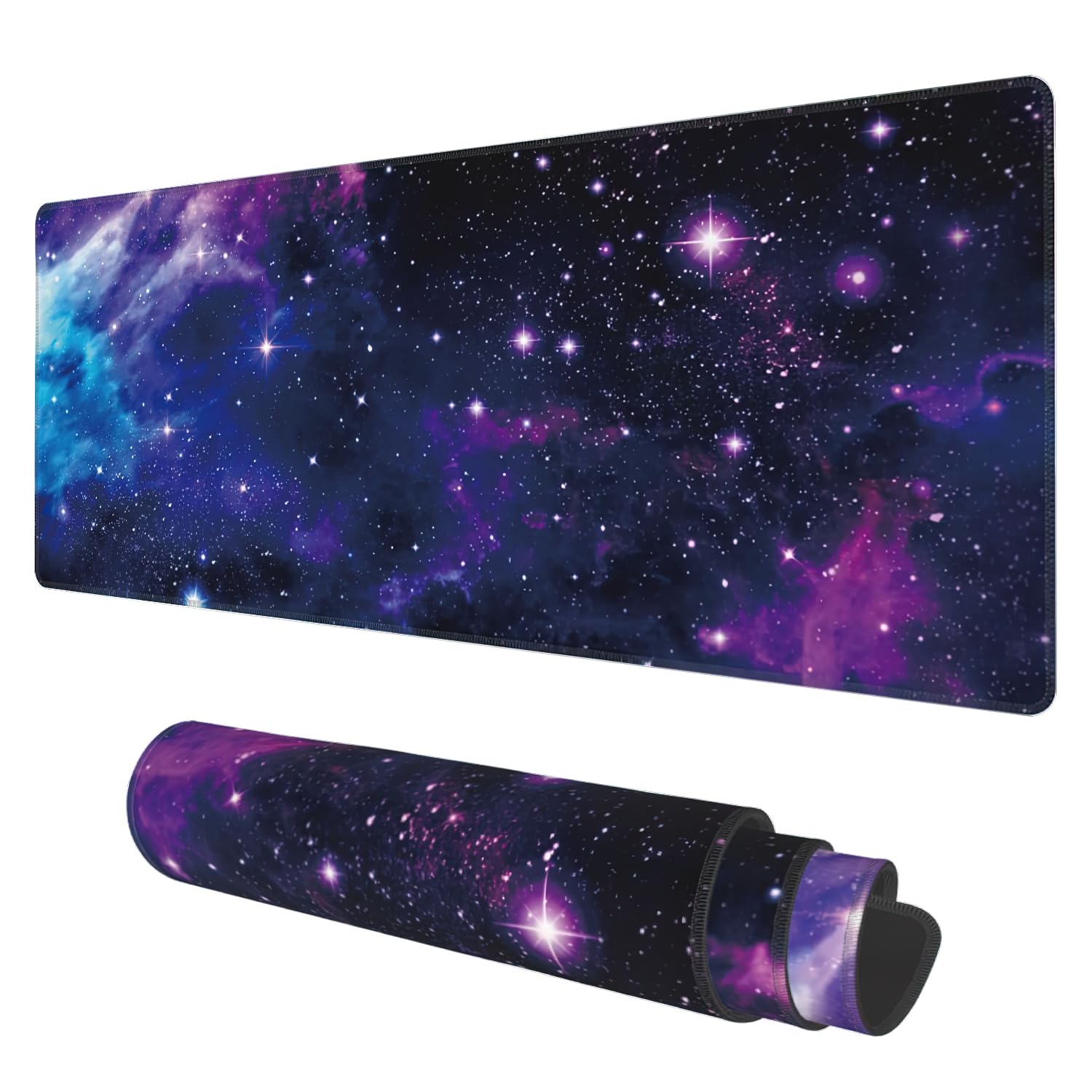 Desk Mat, Galaxy Nebula Universe Space Extended Gaming Mouse Pad Large, Big Mouse Pad With Non-Slip Base And Stitched Edge, Long