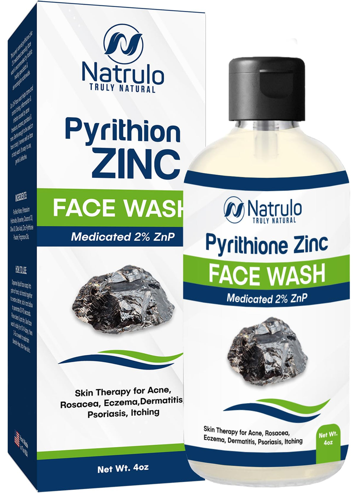 Pyrithione Zinc Face Wash | 2% ZnP Zinc Soap Skin Therapy Body Cleanser for Acne, Rosacea, Eczema, Dermatitis, Psoriasis, Itchin