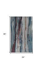 HomeRoots 512744 8 x 10 ft. Blue & Red Wool Abstract Hand Tufted Handmade Rectangle Area Rug