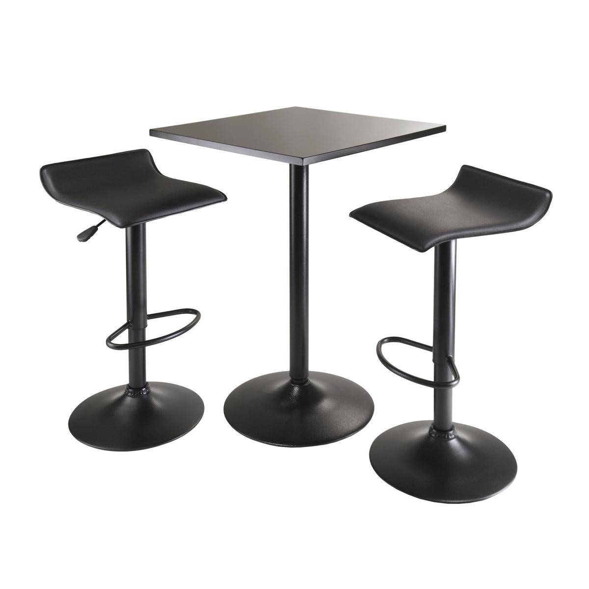 Ergode Wood Obsidian 3-Piece Dining Set | Sleek & Modern Design | Compact & Versatile | Adjustable Swivel Stools (20325-VV)