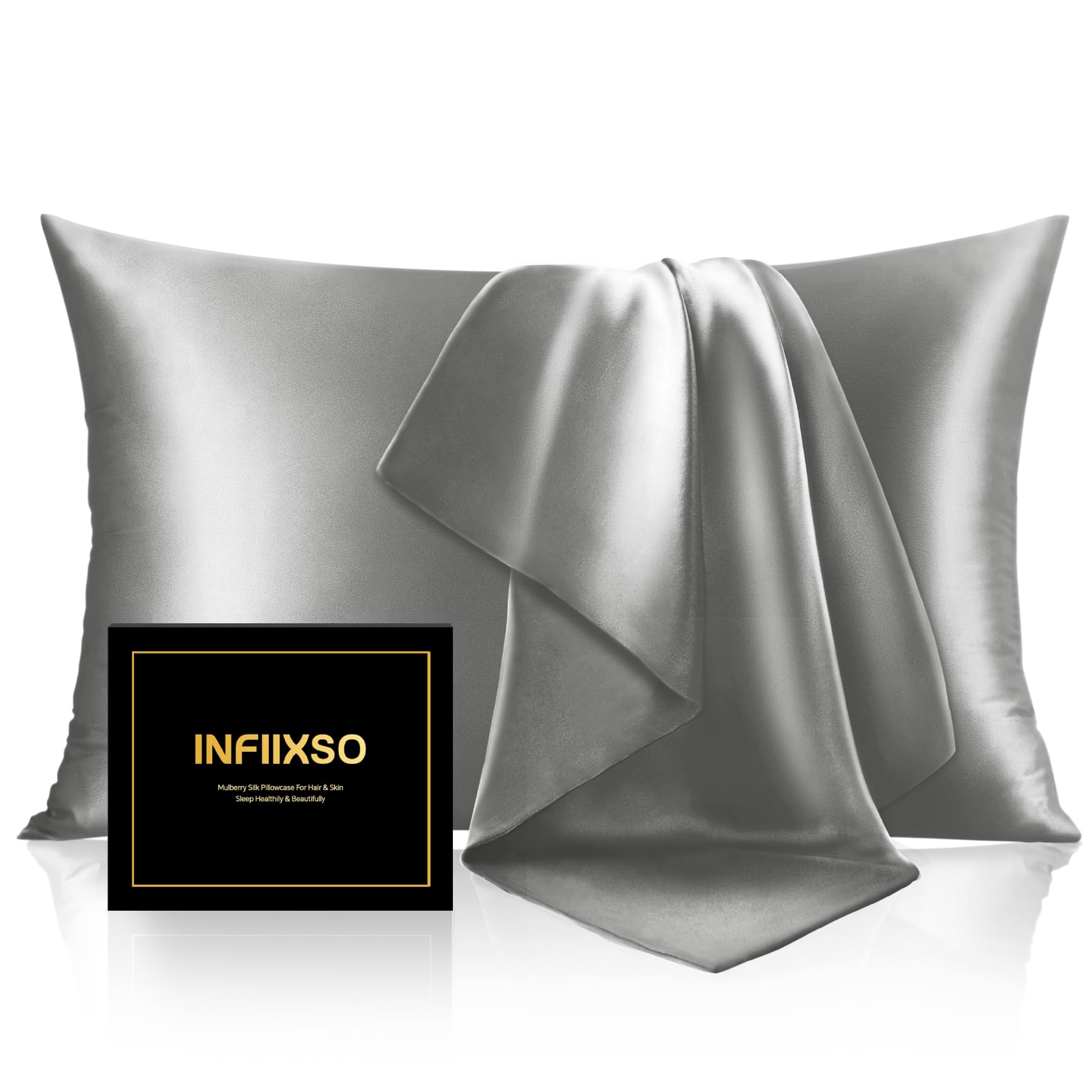 Infiixso Mulberry Silk Pillowcase For Hair And Skin, Silk Pillow Cases Standard Size With Hidden Zipper 20X26 Inches, Extraordin