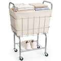 OBreezify Rolling Laundry Basket with Wheels 26 Height Metal 2Tier Cart